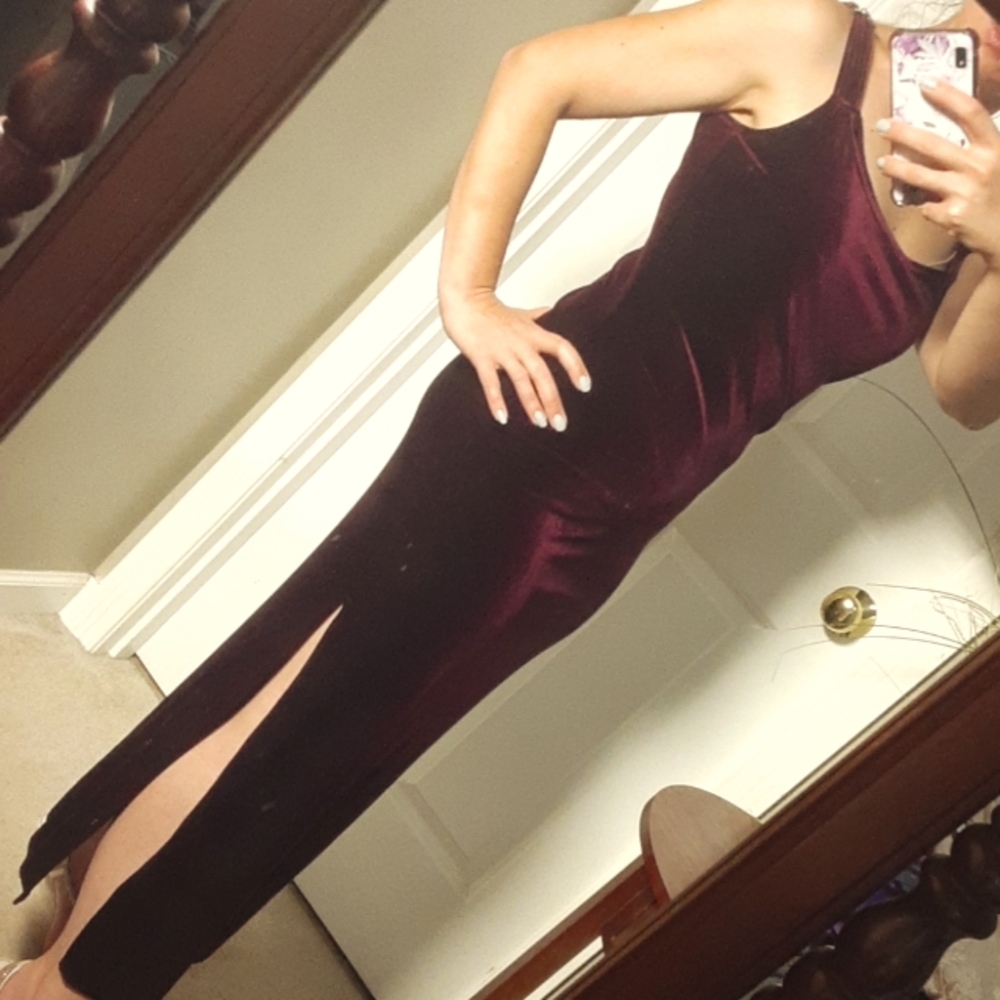 Maroon dress with silver accents
